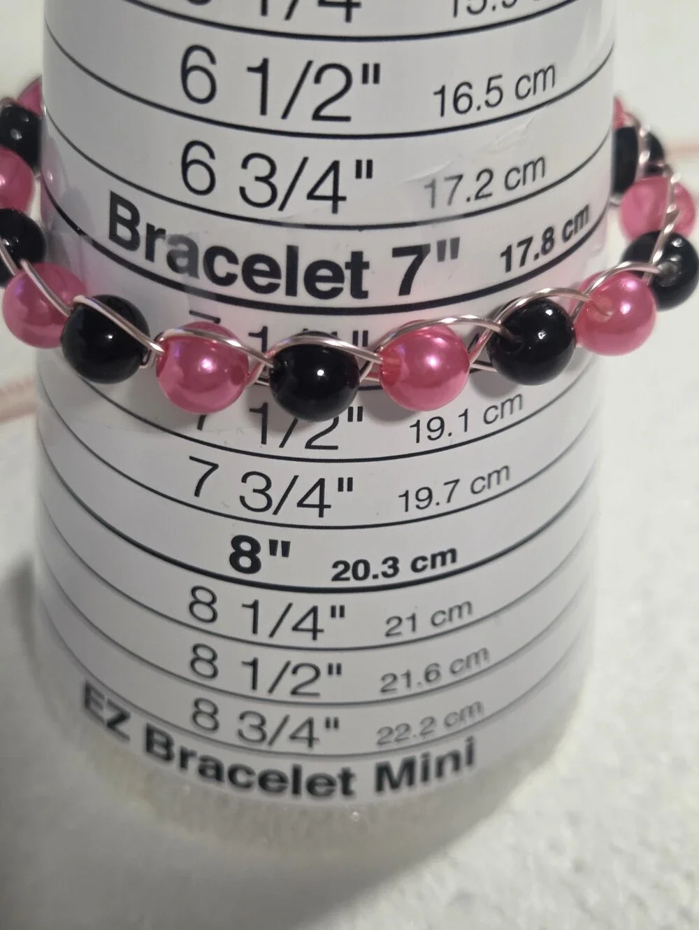 Handcrafted Pink and Black Faux Pearl Wire Bracelet